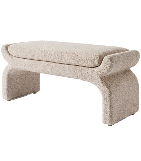 Banquette bout de lit tissu beige 115x43x45cm