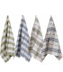 Set de 4 torchons à carreaux verts et bleus 100% coton 50x70cm