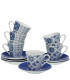 Set of 6 Cups blue and white porcelain