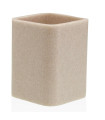 Porte brosse à dents en résine beige 7.5x7.5x9cm