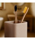 Porte brosse à dents en résine beige 7.5x7.5x9cm