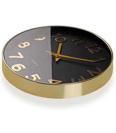 Horloge murale ronde métal noir et doré 30x30x4cm