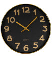 Horloge murale ronde métal noir et doré 30x30x4cm