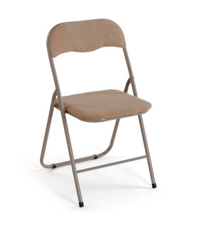 Chaise d'appoint piant en velours côtelé beige 43x44x78cm