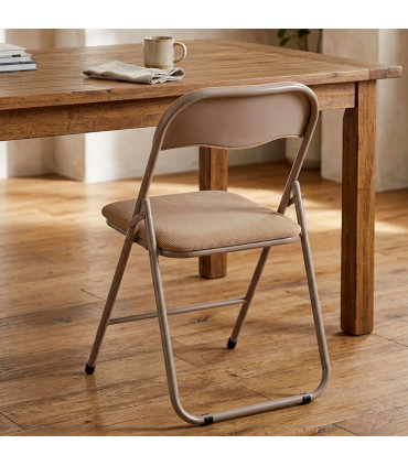 Chaise d'appoint piant en velours côtelé beige 43x44x78cm