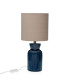 Lampe à poser en céramique bleu et abat-jour beige 18x18x39cm