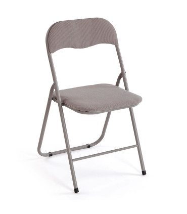 Chaise d'appoint pliante en velours côtelé gris 43x44x78cm
