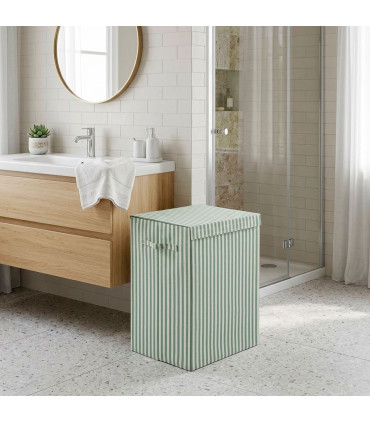 Laundry Basket green stripes 40x30x50cm