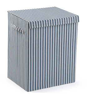 Panier à linge rayé bleu 40x30x50cm
