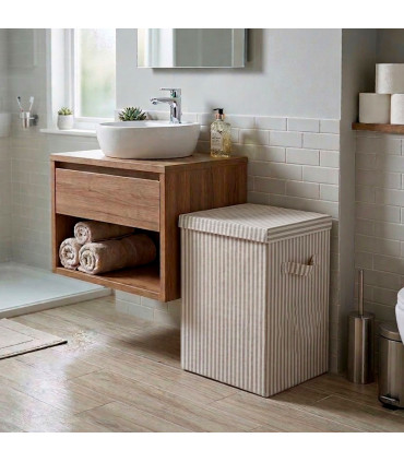 Laundry Basket grey stripes 40x30x50cm