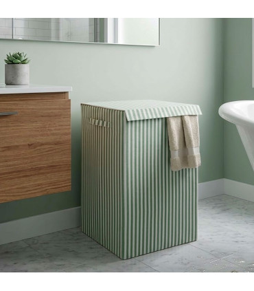 Laundry Basket green stripes 35x35x55cm