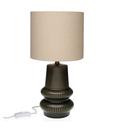 Lampe à poser en céramique verte et abat-jour beige 20x20x41.5cm