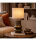 Lampe à poser en céramique verte et abat-jour beige 20x20x41.5cm