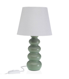 Lampe à poser en céramique verte et abat-jour plissé blanc 17.5x17.5x32.5cm