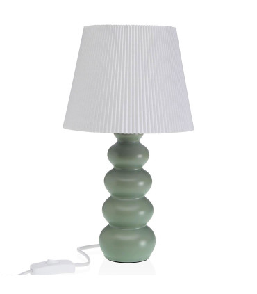 Lampe à poser en céramique verte et abat-jour plissé blanc 17.5x17.5x32.5cm
