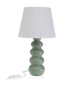 Lampe à poser en céramique verte et abat-jour plissé blanc 17.5x17.5x32.5cm