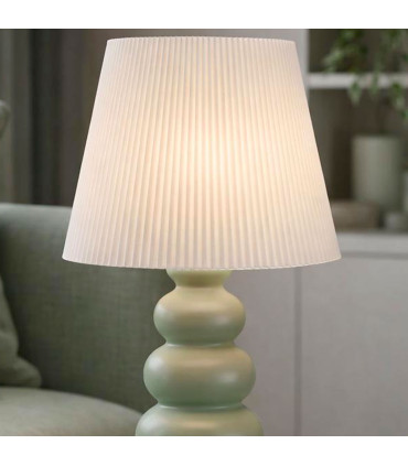Lampe à poser en céramique verte et abat-jour plissé blanc 17.5x17.5x32.5cm