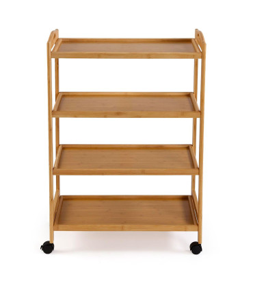 Kitchen Side Table on Wheels bamboo 60.5x33.5x91.5cm