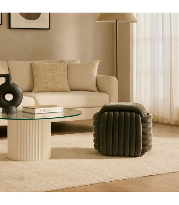 Pouf en velours gris foncé noeud 50x50x40cm