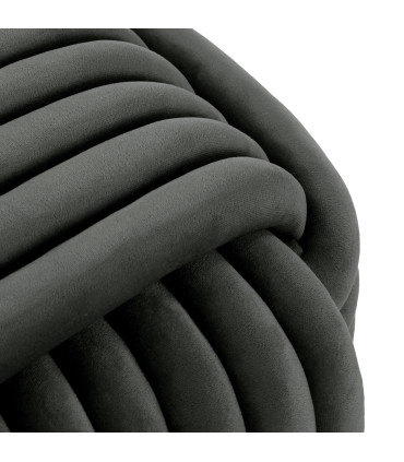 Pouf en velours gris foncé noeud 50x50x40cm