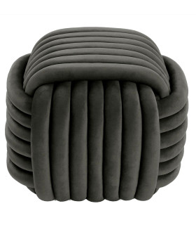 Dark grey tissue Velvet pouf 50x50x40cm