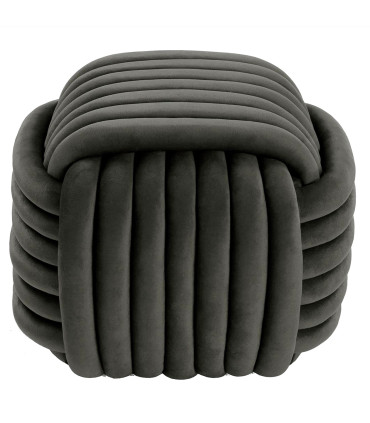 Pouf en velours gris foncé noeud 50x50x40cm
