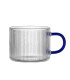 Set de 4 tasses à café en verre strié et anses colorées 120ml