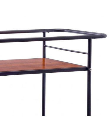 Desserte chariot métal noir et plateaux bois 62.5x43x73.5cm