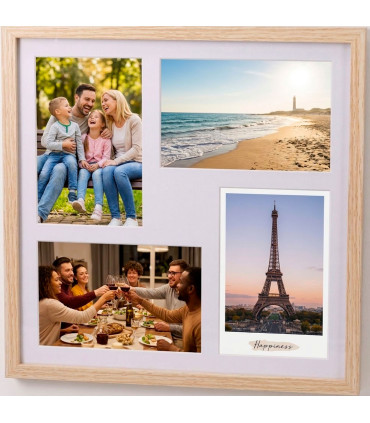 Cadre photo pêle-mêle mural bois 30x30cm
