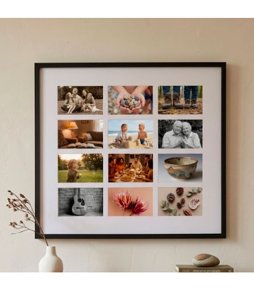 Cadre photo pêle-mêle mural noir 54x59cm