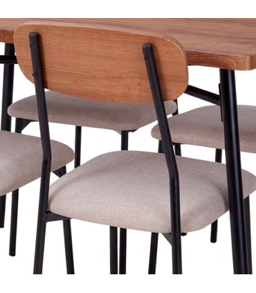 Rectangular Dining Table Wood and Metal  + 4 Chairs