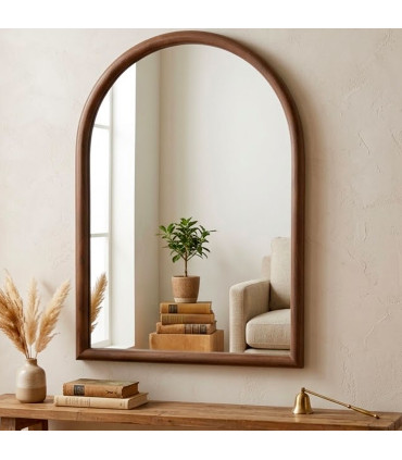 Miroir polystyrène couleur noyer haut arrondi 50x70cm