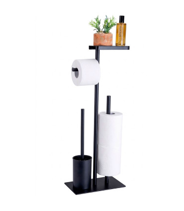 Toilet paper holder black metal 26x18x68cm