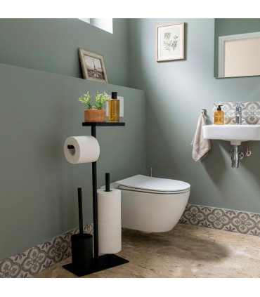 Toilet paper holder black metal 26x18x68cm