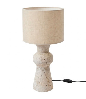 Table Lamp wood and beige 23x23x26cm