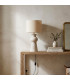 Table Lamp wood and beige 23x23x26cm