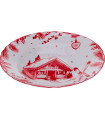 Assiette creuse porcelaine motif chalet de montagne d24.5cm