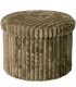Pouf rond coffre de rangement velours vert 43x43x32,5cm