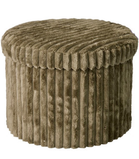 Pouf rond coffre de rangement velours vert 43x43x32,5cm