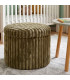 Pouf rond coffre de rangement velours vert 43x43x32,5cm