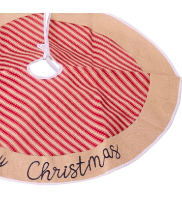 Couvre-pied de sapin de Noël rouge et beige 90x90cm