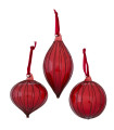 Set de 3 boules de Noël en verre rouge 8x8x14cm