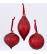 Set de 3 boules de Noël en verre rouge 8x8x14cm