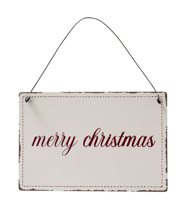 Set de 2 panneaux en métal merry christmas 21x14cm