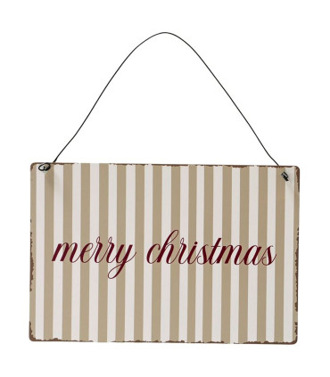 Set de 2 panneaux en métal merry christmas 21x14cm