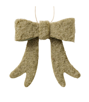 Set de 3 noeuds en tissu feutré beuge, marron et vert 10x11x2cm
