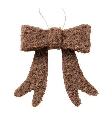 Set de 3 noeuds en tissu feutré beuge, marron et vert 10x11x2cm