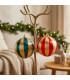 Set de 2 boules de Noël vert, rouge et doré 10cm