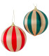 Set de 2 boules de Noël vert, rouge et doré 12cm