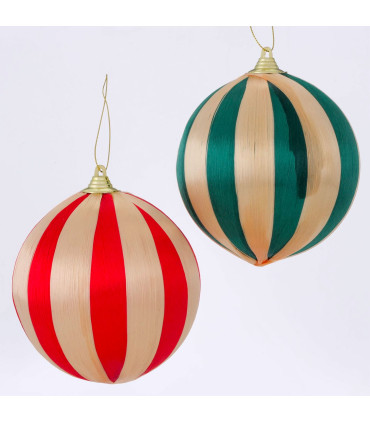 Set of 2 Christmas Balls green, red, gold 12cm